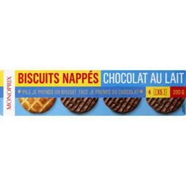 MONOPRIX Biscuits nappés chocolat au lait 200g