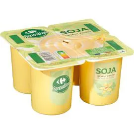 CARREFOUR SENSATION Dessert végétal au soja saveur vanille 4x100g