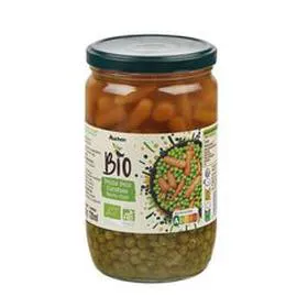 AUCHAN BIO Petits pois et jeunes carottes en bocal 420g