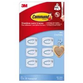 COMMAND Mini-crochet transparent enlevable x6