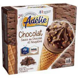 ADÉLIE Cônes chocolat sauce au chocolat et nougatine 6x120ml