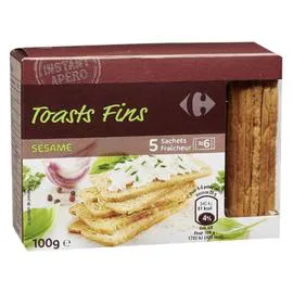CARREFOUR Toasts fins sésame 100g