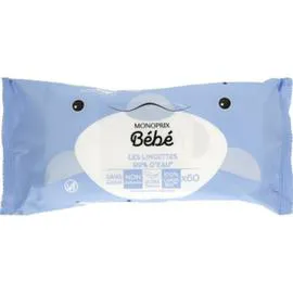 MONOPRIX Bébé lingettes eau x60