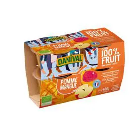 DANIVAL Dessert Pomme Mangue Sans Sucres Ajoutés Bio 4x100g