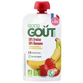GOOD GOÛT Purée de fruits à boire bébé dès 4 mois fraise banane sans sucres ajoutés Bio 120g