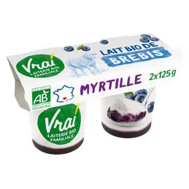 VRAI Yaourts bio brebis myrtille 2x125g