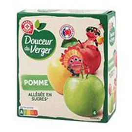 MARQUE REPÈRE, DOUCEUR DU VERGER Compote allégée Douceur Verger Pommes 4x90g