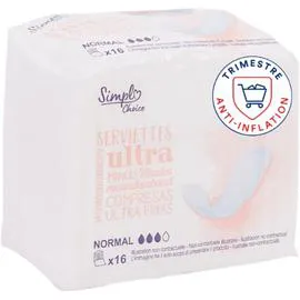 CARREFOUR SIMPL Serviettes hygiéniques ultra minces normal x16