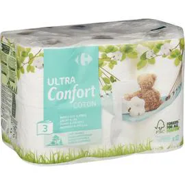 CARREFOUR Papier toilette Ultra Confort coton x12