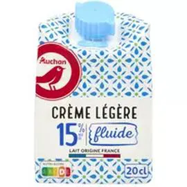 AUCHAN Crème légère fluide 15%MG 200ml