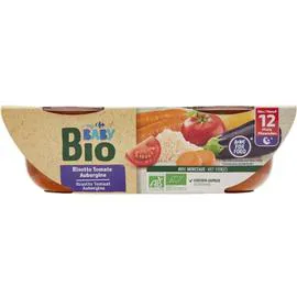 CARREFOUR BABY Plat bébé bio risotto tomate dès 12 mois 2x200g