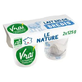 VRAI Yaourt de brebis nature Bio 2x125g