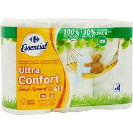 CARREFOUR ESSENTIAL Papier toilette parfumé amande douce x6
