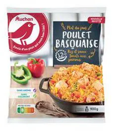 AUCHAN Poulet basquaise et riz 900g