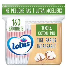 LOTUS Coton-tiges coloris assortis Bio x160