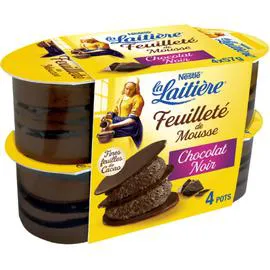 NESTLÉ, LA LAITIÈRE Mousse chocolat noir avec fines feuilles de cacao 4x57g