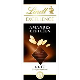LINDT, EXCELLENCE Chocolat noir Amandes Effilées 100g