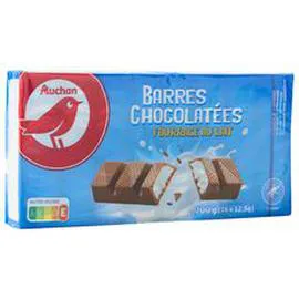 AUCHAN Barres chocolatées fourrage au lait 200g