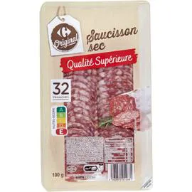 CARREFOUR Saucisson sec pur porc 100g