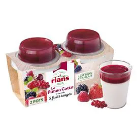RIANS Dessert panna cotta coulis fruits rouges 2x120g