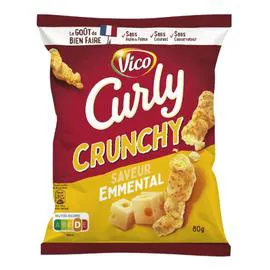 CURLY Biscuits apéritifs le crunchy emmental 80g