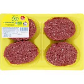 MONOPRIX BIO Steak haché de boeuf façon bouchère 15% mat. gr. Bio 500g