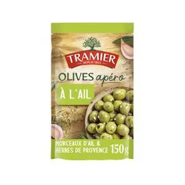 TRAMIER Olives vertes apéro à l'ail 150g