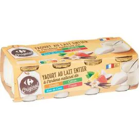 CARREFOUR ORIGINAL Yaourt lait entier à l'arome naturel de fruits 8x125g