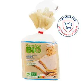 CARREFOUR BIO Pain de mie Nature Bio Grandes Tranches 500g