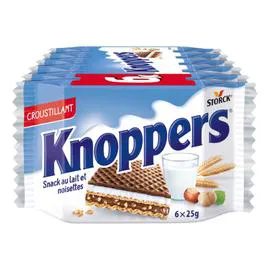KNOPPERS Biscuits lait & noisettes 6x25g