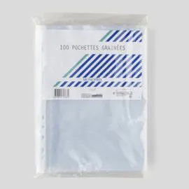 MONOPRIX MAISON 100 pochettes plastiques grainées perforées, A4 l'unité