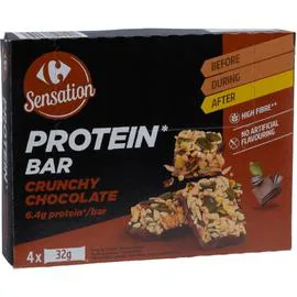 CARREFOUR, SENSATION Barres protéinées chocolat 4x32g