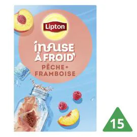 LIPTON Infusion à Froid Pêche Framboise x15 34,5g