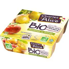 CHARLES & ALICE Compote Bio Pommes Poires 4x95g
