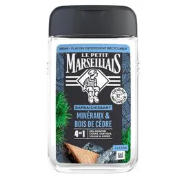 LE PETIT MARSEILLAIS Gel Douche 4 en 1 Rafraîchissant Minéraux & Bois de Cèdre 250ml