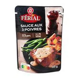 MARQUE REPÈRE, FÉRIAL Sauce au 3 poivres 120g