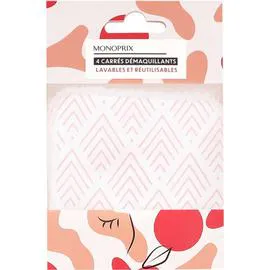 MONOPRIX Carrés démaquillants lavables réutilisables x4
