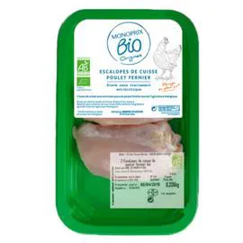 MONOPRIX BIO ORIGINES Escalopes De Cuisse De Poulet Fermier Bio 150g