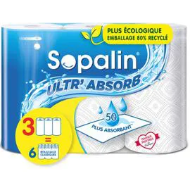 SOPALIN Essuie-tout ultr'absorb blanc x3