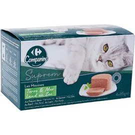 CARREFOUR COMPANINO Pâtée pour chat Terre & Mer 4x85g