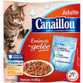CANAILLOU Emincés en gelée aux poissons pour chat 4x100g