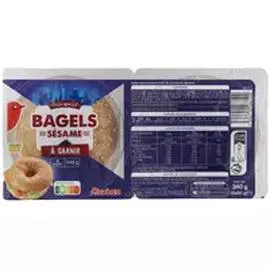 AUCHAN Pain spécial bagels parsemé de graines de sésame à garnir 340g