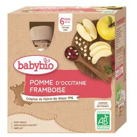 BABYBIO Gourde de Compote Pomme Framboise 360g