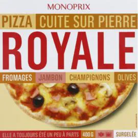 MONOPRIX Pizza Royale fromages jambon champignons olives, surgelés 400g
