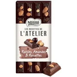 NESTLÉ, LES RECETTES DE L'ATELIER Chocolat noir raisins amandes et noisettes 170g