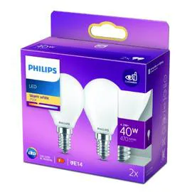 PHILIPS Ampoule LED E14 Sphérique Blanc-chaud Dépolie 40W X2 x2