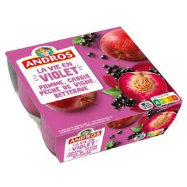 ANDROS Compote Pomme, Cassis, Pêche de Vigne et Betterave 4x100g