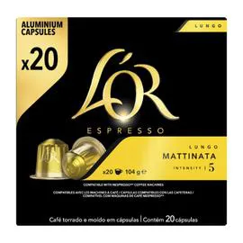 L'OR, ESPRESSO Capsules de café lungo mattinata intensité 5 compatibles Nespresso 16x6,5g