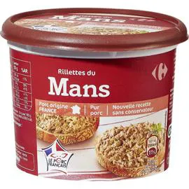 CARREFOUR Rillettes du Mans pur porc 400g