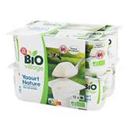 MARQUE REPÈRE, BIO VILLAGE Yaourts lait entier nature Bio 12x125g